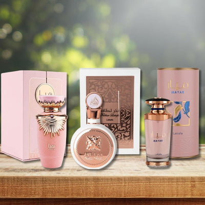 Lattafa Haya, Fakhar & Mayar Fragrance Bundle for Women