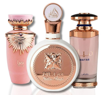 Lattafa Haya, Fakhar & Mayar Fragrance Bundle for Women